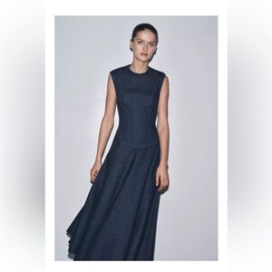 Sleeveless Navy A-Line Dress